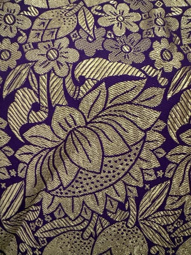 Purple Gold 7 Yard Floral Brocade Style Fabric 45” Wide - photo 2