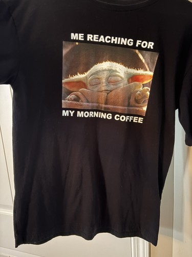Star Wars Grogu Baby Yoda T Shirt Small Morning Coffee Meme