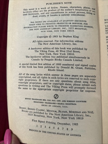 Stephen King Christine 1st Printing Paperback 1983 - photo 4