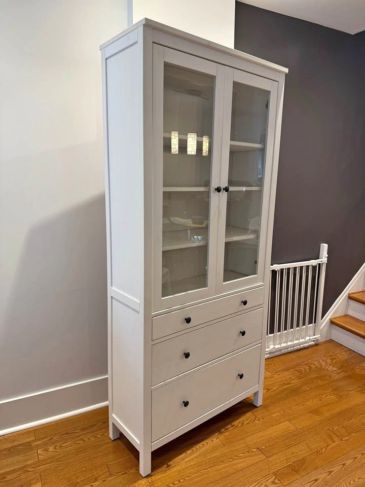 IKEA HEMNES Glass-Door Cabinet with 3 Drawers