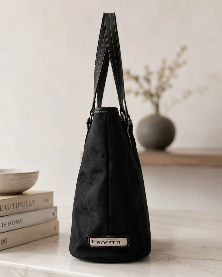 NEW Black Monogram Jacquard Tote Handbag – Tags Attached - photo 2