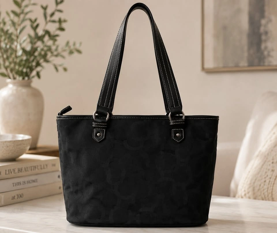 NEW Black Monogram Jacquard Tote Handbag – Tags Attached - photo 3