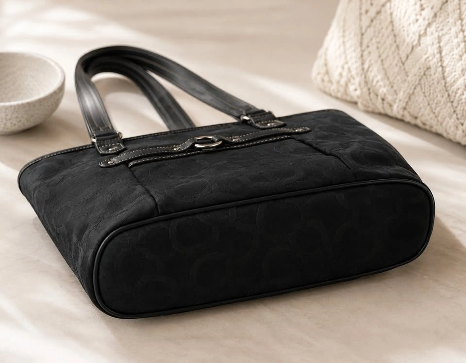 NEW Black Monogram Jacquard Tote Handbag – Tags Attached - photo 5