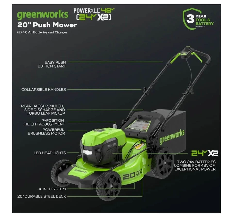 Greenworks Powerall 24V x2 20" Push Mower - photo 3
