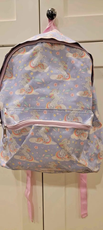 Kids Unicorn Print Backpack – Pastel Blue & Pink