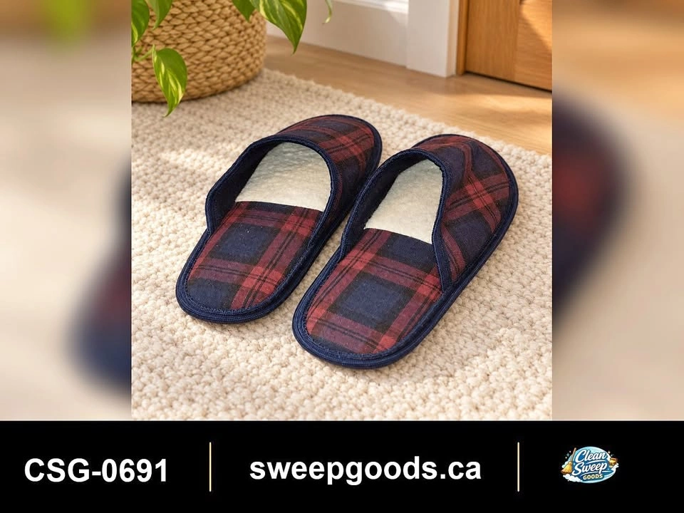 Plaid House Slippers – Size Medium
