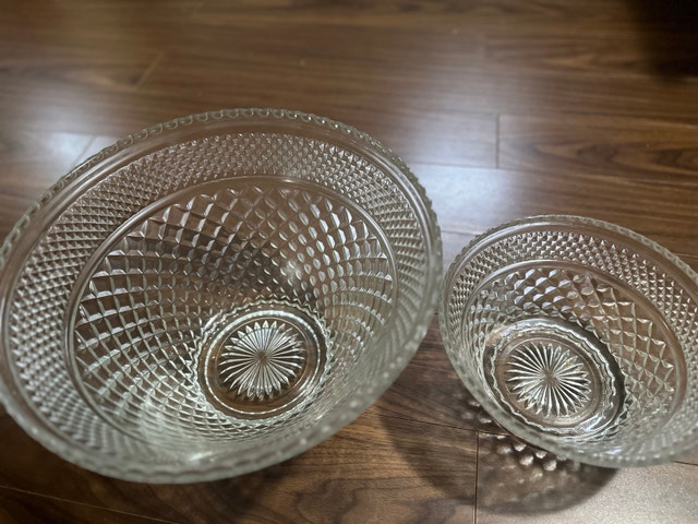 Vintage Anchor Hocking Wexford Glass Punch Bowl + Cups + Ladle - photo 3
