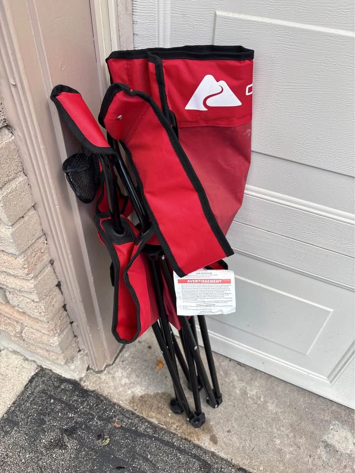 Adult Ozark Trail Folding Camp Chair - Red - Like new - photo 3