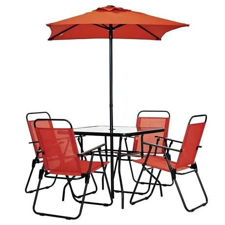 NEW Patio Premier 6pc Patio Set - Square Table - Red