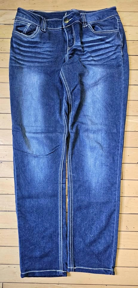CRAVE FAME Embroidered Flap Pocket Contrast Stitch Jeans