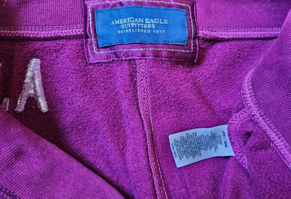 AMERICAN EAGLE Y2K Purple Fleece Graphic Sweatpants - Size M - photo 3