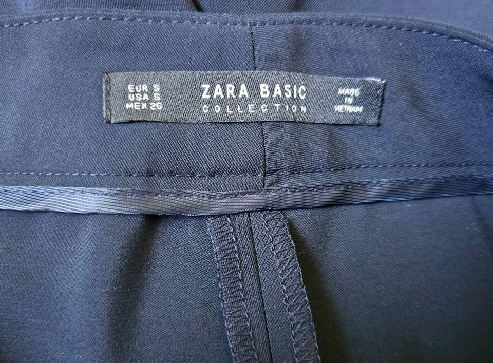 Brand New ZARA Navy Blue Ruffle Hem Stretch Dress Pants - Size S - photo 3