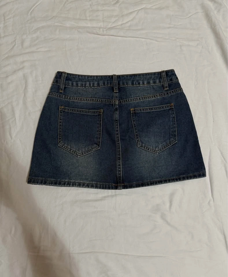 Distressed Denim Mini Skirt - photo 2