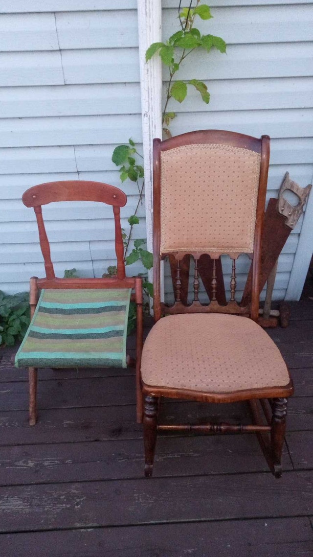 Vintage Rocking Chair and Folding Chair Set