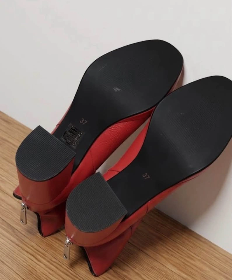 BRAND NEW- L'intervalle Red Leather Ankle Boots (Size 37) - photo 4