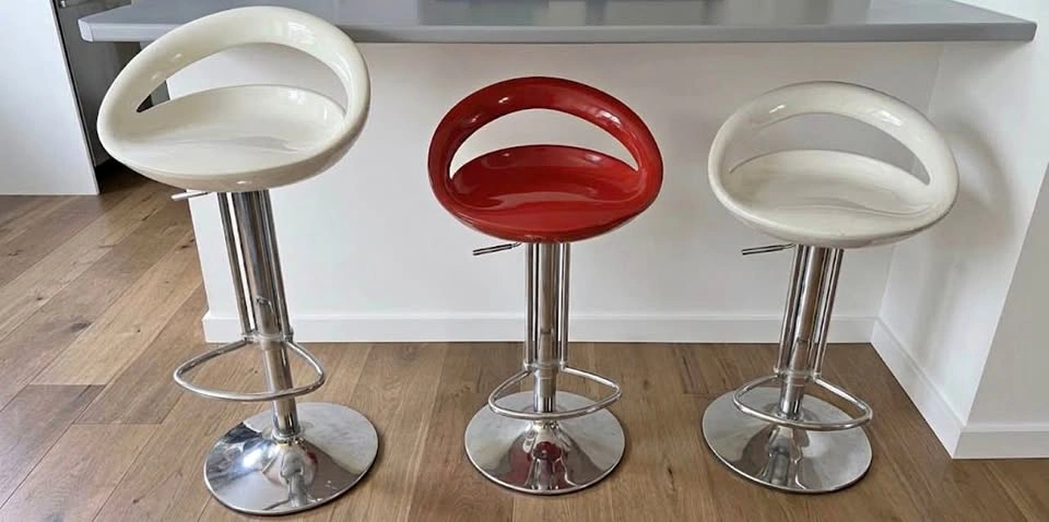 3 Kitchen Bar Stools (White & Red) - NEED GONE