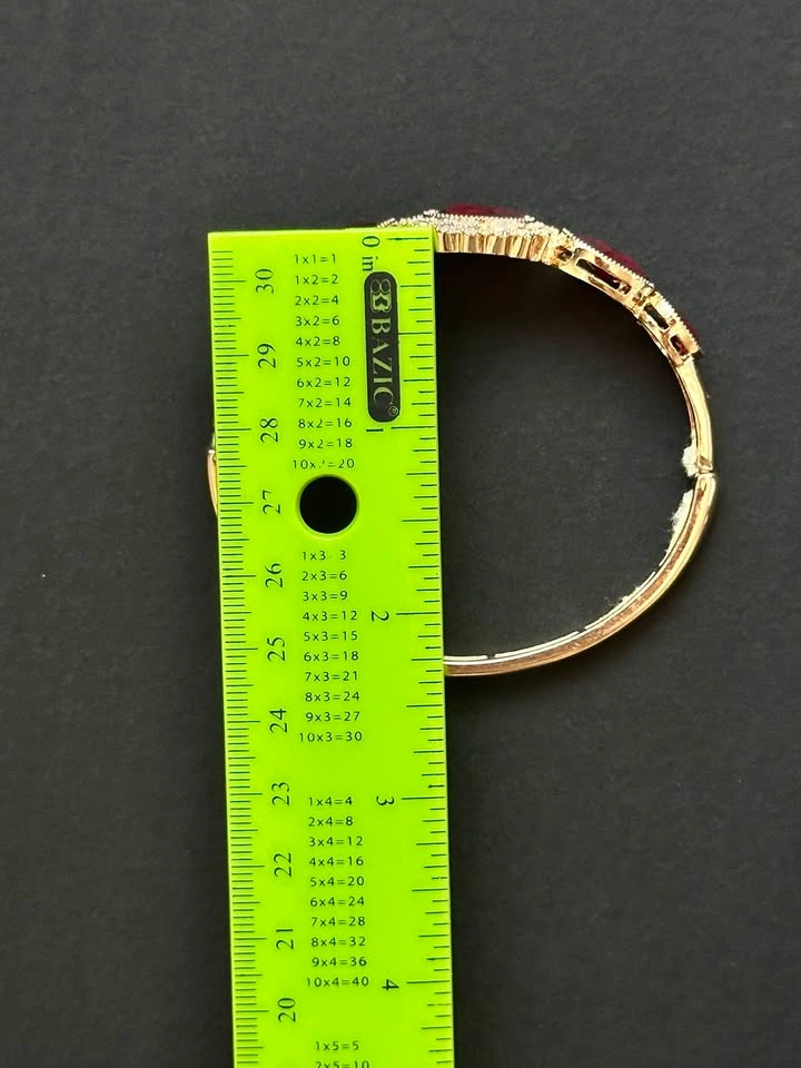 Vintage Gold-Tone Bangle Bracelet with Ruby-Red Stones - photo 2