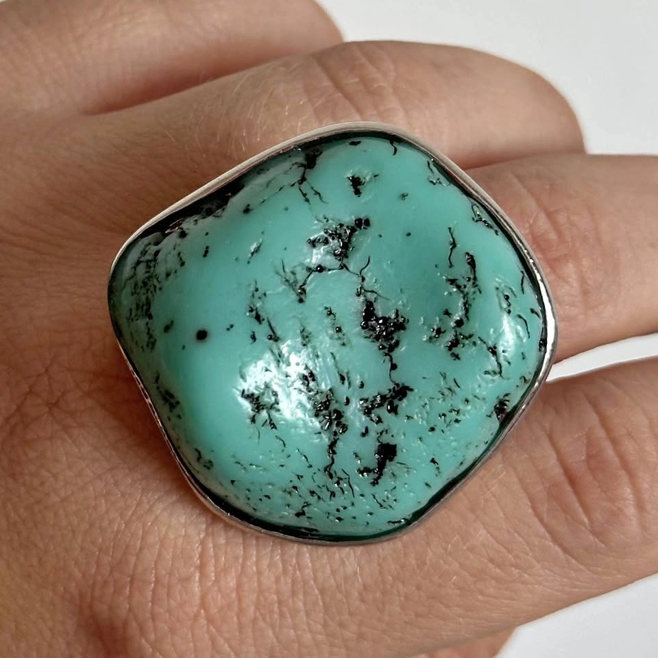 Large Boho Statement Ring — Chunky Faux Turquoise Ring