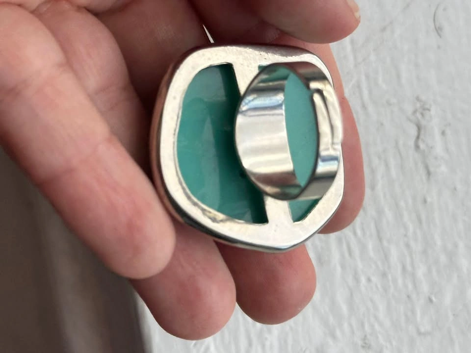 Large Boho Statement Ring — Chunky Faux Turquoise Ring - photo 4