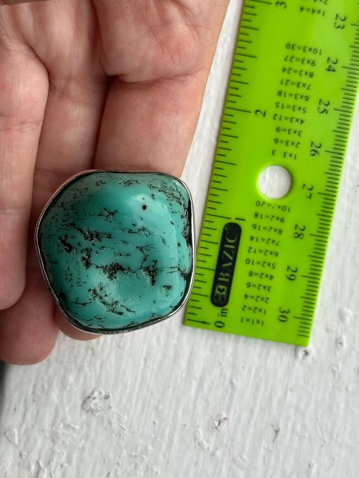 Large Boho Statement Ring — Chunky Faux Turquoise Ring - photo 5