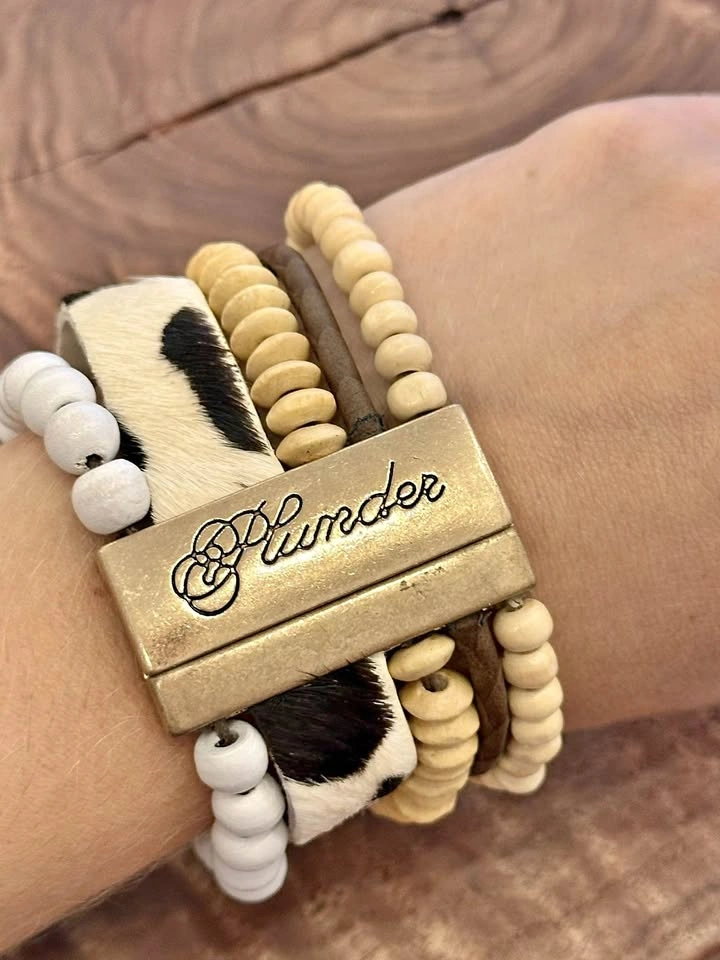 Plunder Design Cowhide Multi-Strand Beaded Bracelet