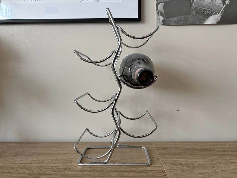 Modern Chrome Wire Countertop Wine Rack (6 bottles)