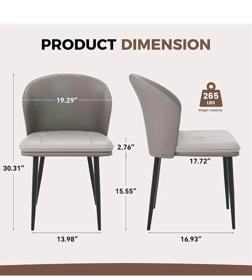 Modern Dining Chairs Set of 2, Faux Leather - photo 2