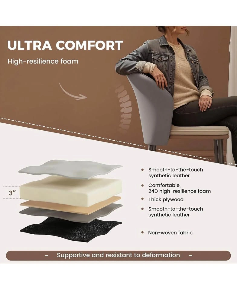 Modern Dining Chairs Set of 2, Faux Leather - photo 5