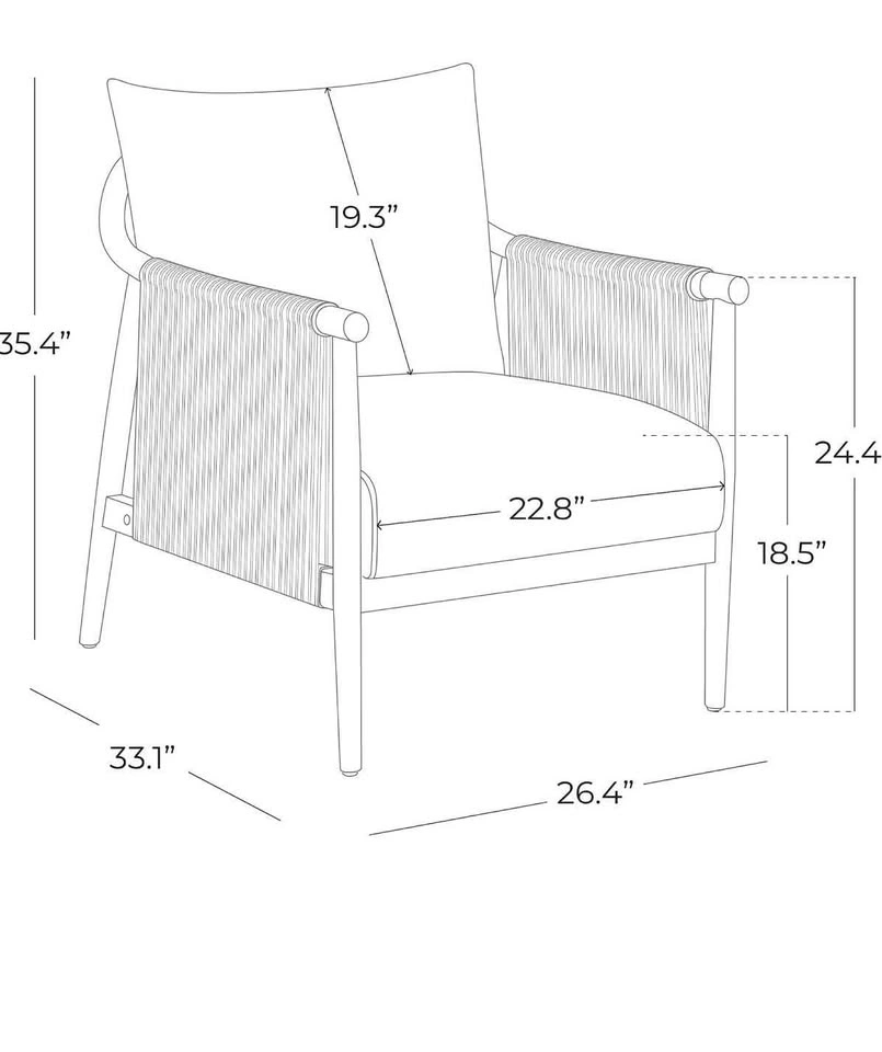 CHITA Braid Accent Chair with Wood Frame, Light Grey - photo 2