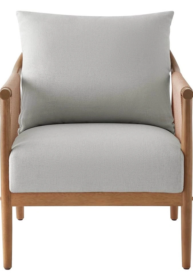 CHITA Braid Accent Chair with Wood Frame, Light Grey - photo 3