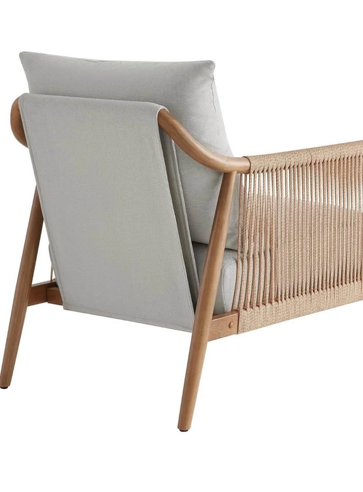 CHITA Braid Accent Chair with Wood Frame, Light Grey - photo 5