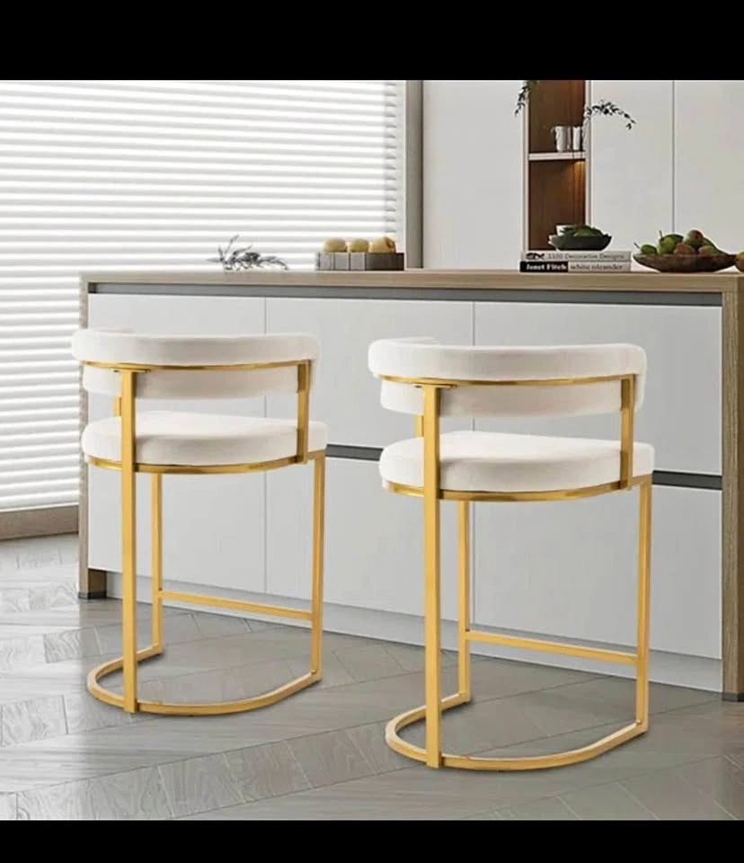 Brand new 26” Modern Velvet Bar Stools with Barrel Backrest