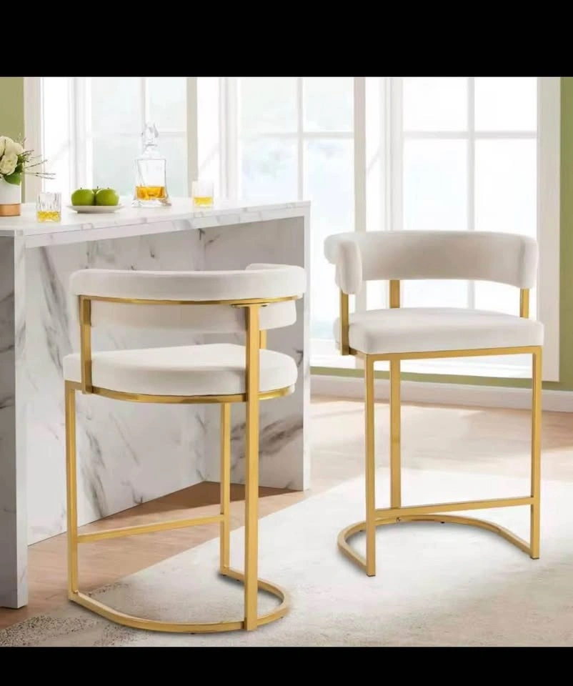 Brand new 26” Modern Velvet Bar Stools with Barrel Backrest - photo 3