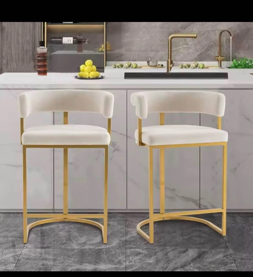 Brand new 26” Modern Velvet Bar Stools with Barrel Backrest - photo 5