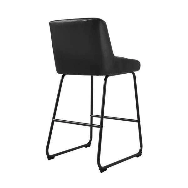26.5 in. H Faux Leather Black Bar Stool Metal Frame - photo 2