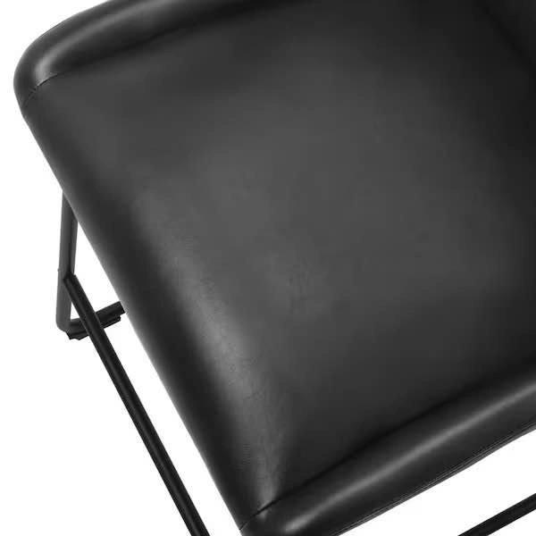 26.5 in. H Faux Leather Black Bar Stool Metal Frame - photo 3