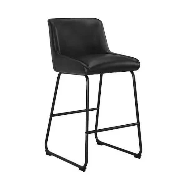 26.5 in. H Faux Leather Black Bar Stool Metal Frame - photo 4