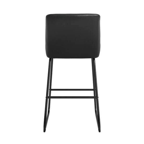 26.5 in. H Faux Leather Black Bar Stool Metal Frame - photo 5