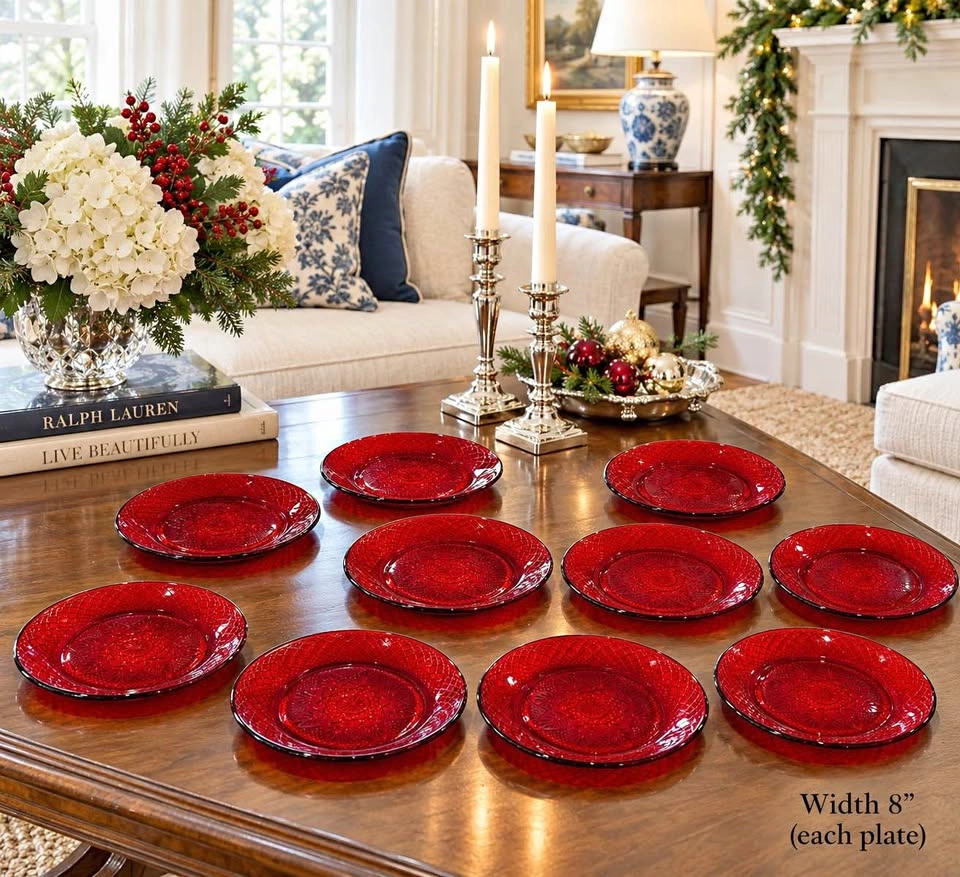 Vintage 10 Indiana Pressed Glass Plates