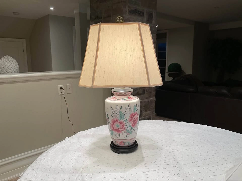 Table Lamp Vintage Hand Painted - photo 3