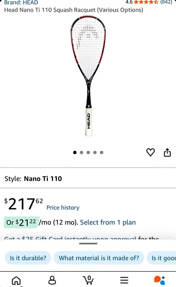 Head Squash/Racquetball Racquet, Case, and 10 Squash Balls