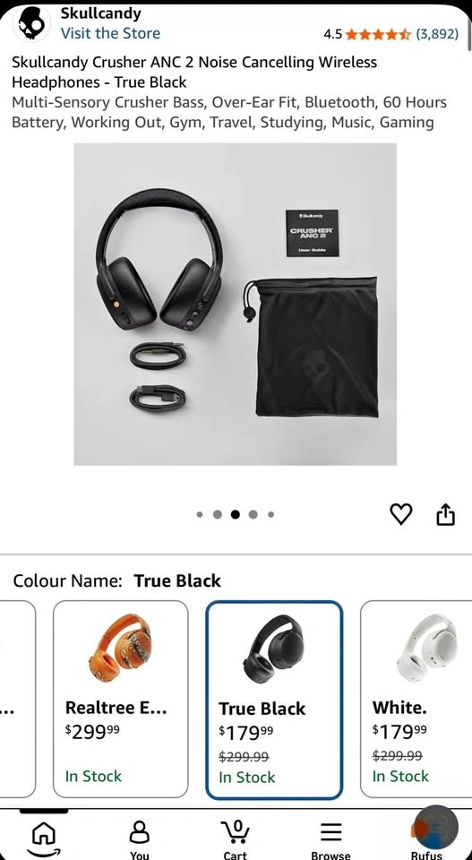 Brand new Skullcandy headphones with case, aux, and charger