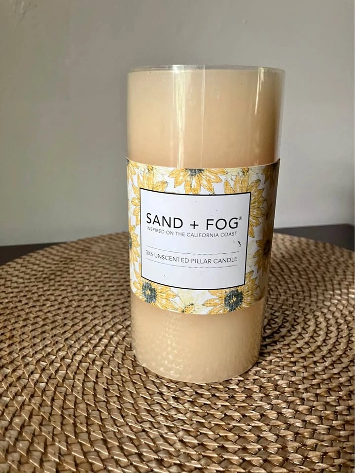 Sand & Fog 3 x 6 Unscented Pillar Candle