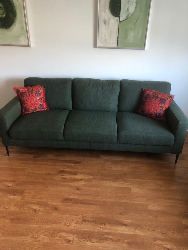 Green fabric sofa and love seat - photo 2