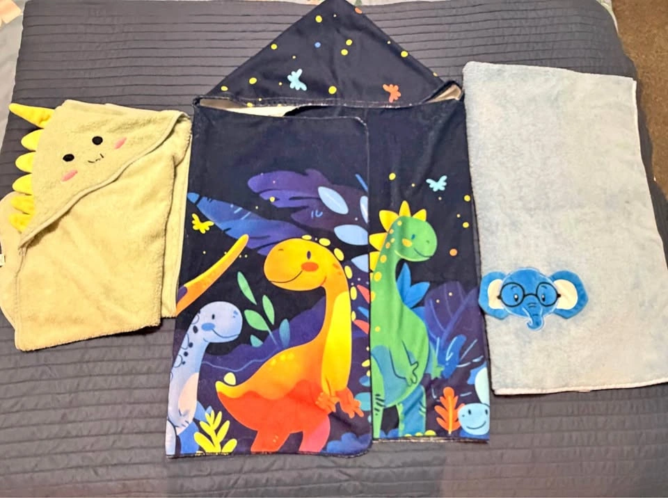 Baby Hooded Towel Set - Dinosaur and Elephant Themes
