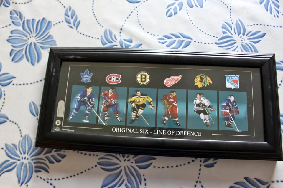 Framed Original Six-Line of Defence NHL Hockey Print