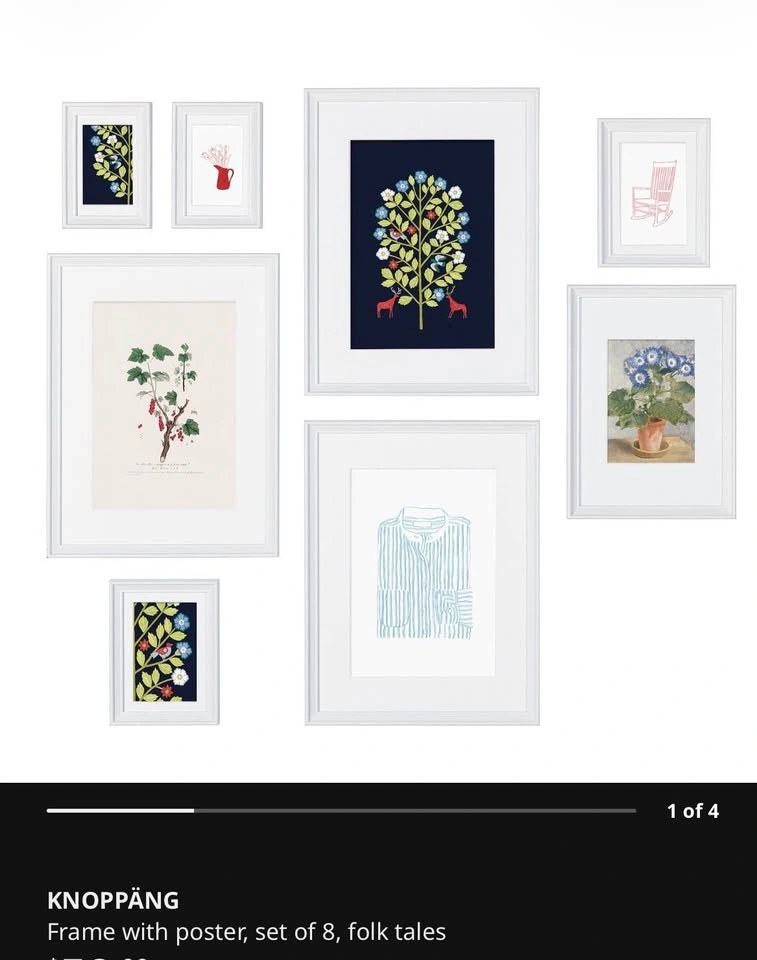 IKEA KNOPPÄNG Frame with Poster, Set of 8 - photo 3