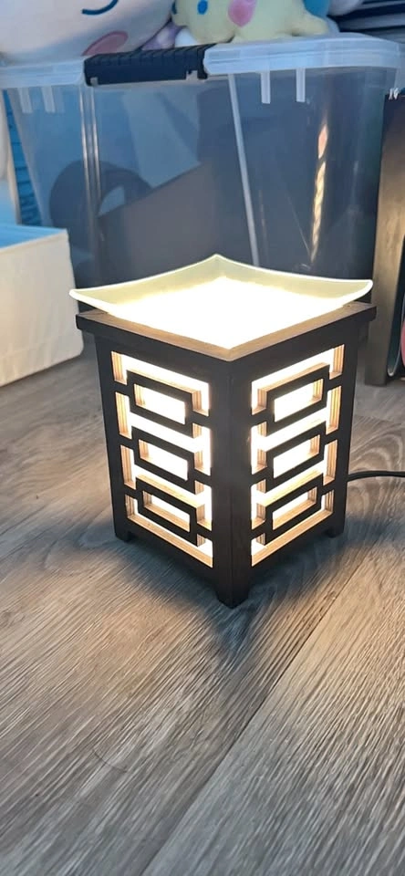 Electric Wax Warmer with Wooden Geometric Design