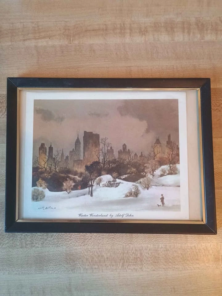 4x Framed Vintage Greeting Cards Van Gogh, Currier & Ives - photo 2