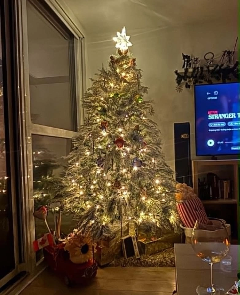 DORTALA - Pre-Lit Snow Flocked Christmas Tree - photo 3